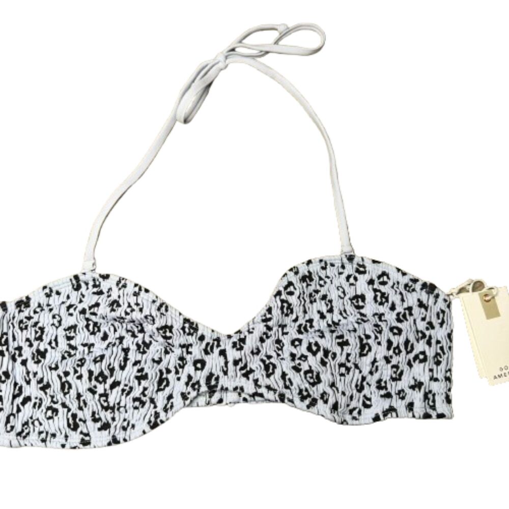 Good American NWT Smocked Halter Glass Leopard Bikini Top Size 2XL/3XL